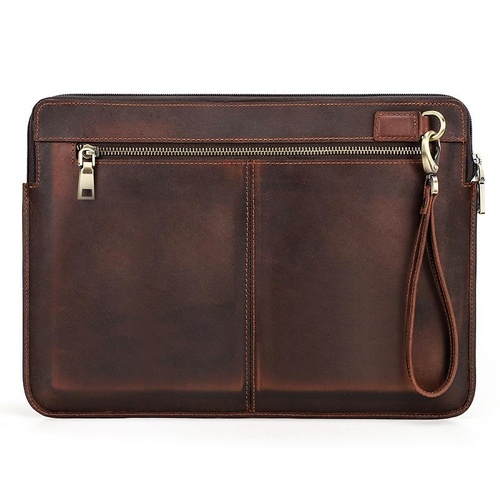 14.2 Inch Leather Laptop Sleeve for Macbook Pro - Black - Coffee - Main Image