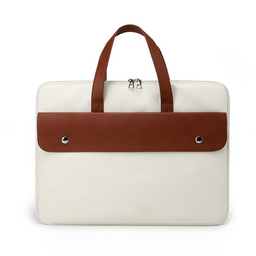 Stylish Pu Leather Laptop Bag - Briefcase Cover - Beige - 14 Inch - Main Image