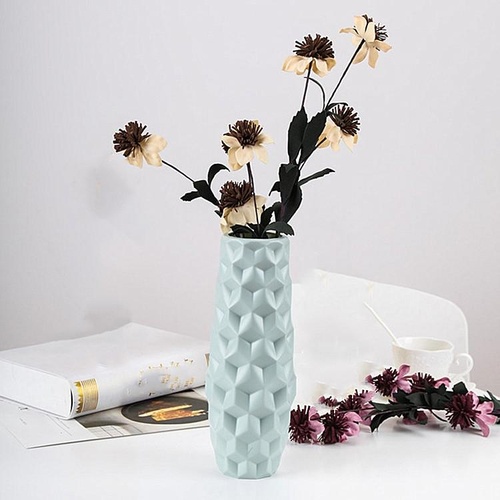 Creative Diamond-shaped Vase for Dry and Wet Flower Arrangements - Blue - Main Image