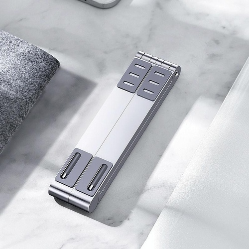 Foldable Aluminum 3-in-1 Phone Tablet Stand - Portable Storage - Silver - Main Image