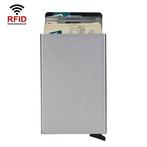 Metal Rfid Card Holder Wallet - Compact Design - Light Grey - Main Image