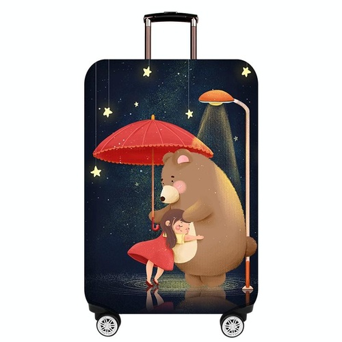 Protective Cover for Durable Luggage - Elastic Dustproof - Small Size - Bear Girl - Main Image