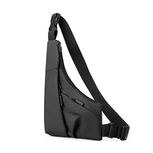 Leather Anti Theft Triangle Bag Secure Crossbody Chest Bag - Black - Main Image