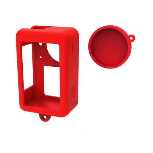 Protective Silicone Case with Lens Cap for Dji Action 3 - Red - Main Image
