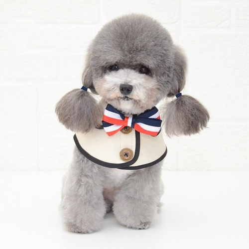 Dog Shawl Saliva Towel Scarf Pet Bow Tie Jewelry Accessories - Size S - White - Main Image