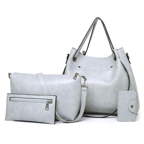 Retro Ladies Handbag - 4-in-1 Fashion Bucket Bag with Large Capacity - Light Grey - Main Image