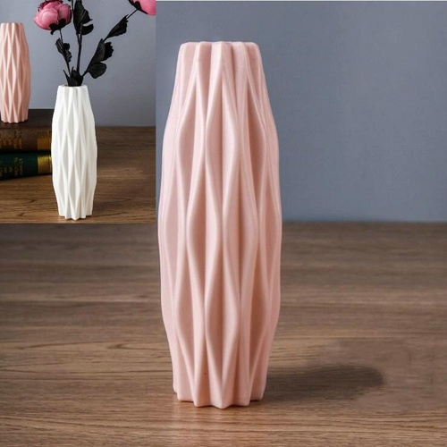 Set of 3 Creative Plastic Camellia Vases for Wet and Dry Decor - Pink - Main Image