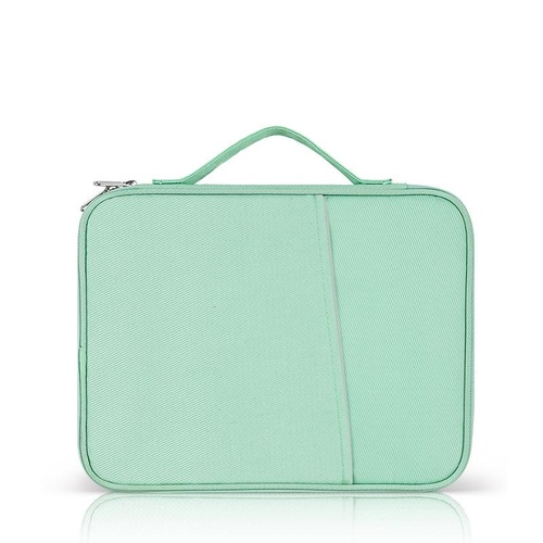 Leather Portable Bag with Cloth Texture - Green - Main Image