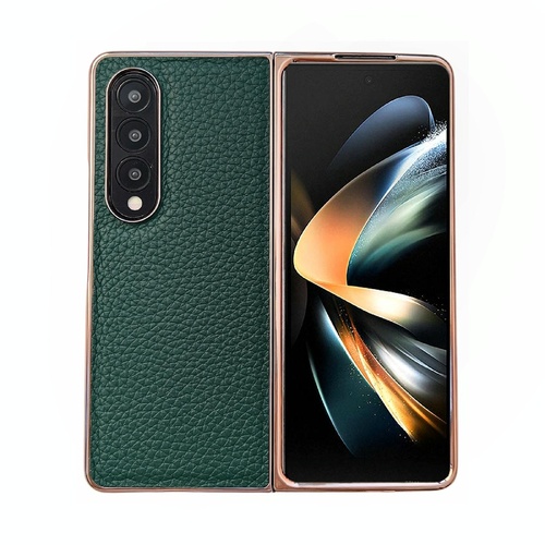 Star Series Nano Electroplating Pu Case for Samsung Galaxy z Fold 4 - Forest Green - Main Image
