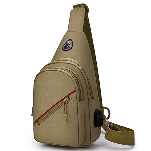 Men Oxford Cloth Crossbody Chest Bag Outdoor Leisure Single Shoulder Bag - Brown - Main Image