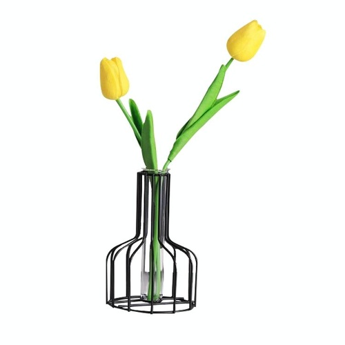 Black Wrought Iron Hydroponic Glass Flower Decoration - no Fake Flowers - Black - Main Image