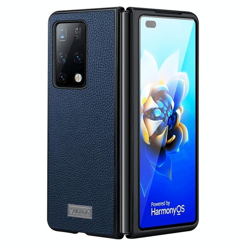 Handmade Leather Shockproof Tpu Case for Samsung Galaxy z Fold 4 - Blue - Main Image