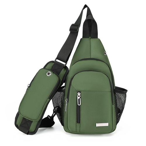 Men Oxford Cloth Chest Bag Casual Crossbody Shoulder Backpack - Green - Main Image