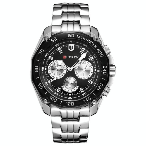 Waterproof Quartz Watch for Men - Casual Business Style - White Shell Black - Main Image