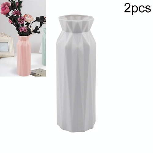 2-pack Plastic Round Vases - Simple Anti-fall Home Decor Ornaments - Gray - Main Image