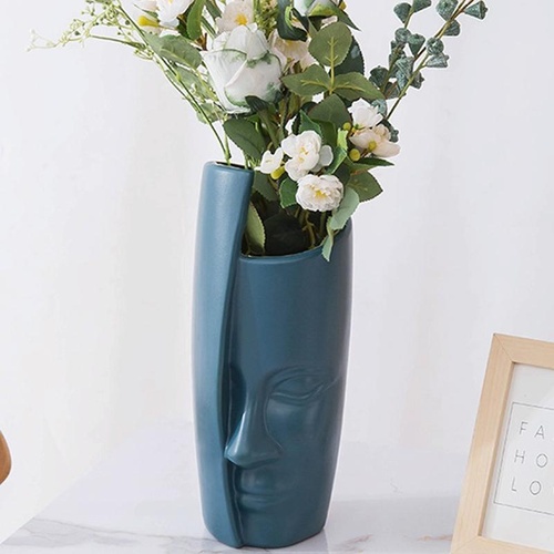 Thickened Drop-proof Vase with Dried Flower Ornaments - Sea Blue - Main Image