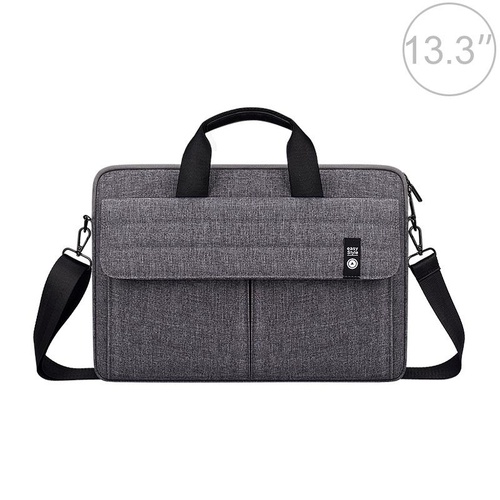 13.3 Inch Laptop Carrying Bag with Shoulder Strap - Handheld Briefcase Style - Grey - Main Image