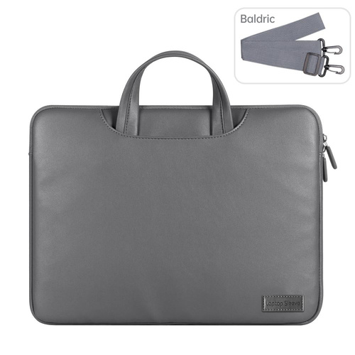 15 Inch Waterproof Pu Laptop Inner Bag - Grey - Main Image