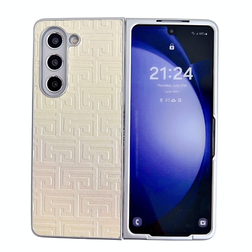 Geometric Gradient Leather Phone Case for Samsung Galaxy z Fold 4 5g - Pearlescent Finish - Gold - Main Image