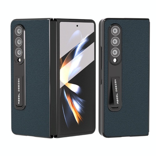 Leather Phone Case with Holder for Samsung Galaxy z Fold 4 / 5g - Wave Design - Green - Main Image