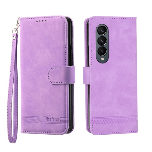 Premium Leather Tpu Case for Samsung Galaxy z Fold 4 / 5g - Purple - Main Image