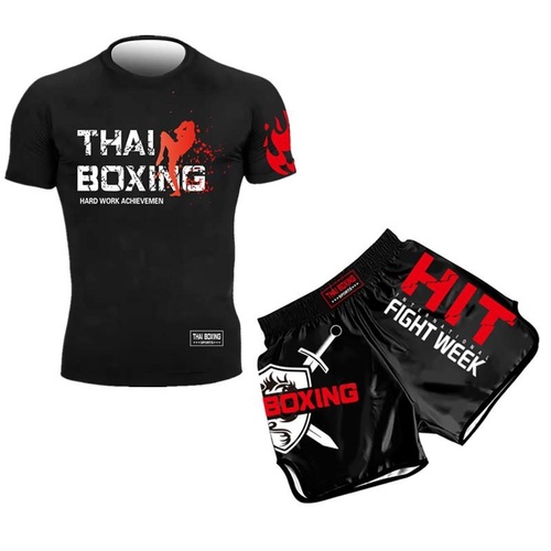 Kids Boxing Set - Sparring Shorts And Tights - Bright Green - Hit Red - L - Main Image