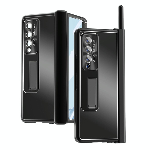 Shockproof Aluminum Double Hinge Case for Samsung Galaxy z Fold 4 - Black - Main Image