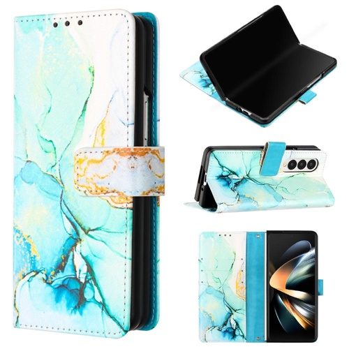 Marble Leather Flip Case for Samsung Galaxy z Fold 4 - Green Ls003 - Main Image