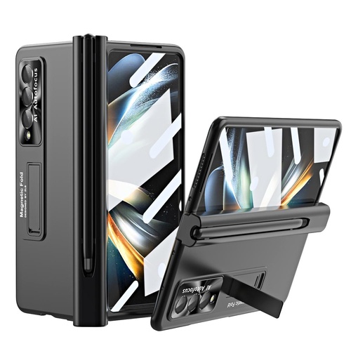 Foldable Phone Case with Pen Slot for Samsung Galaxy z Fold 4 - Electroplated - Black - Main Image