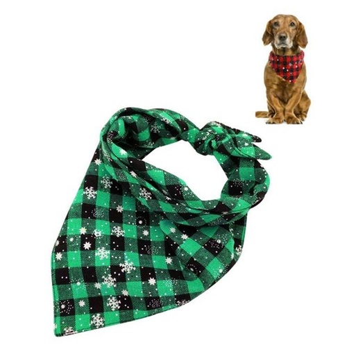 Pet Triangle Towel Christmas Snowflake Dog Saliva Towel - Size L - Green - Main Image