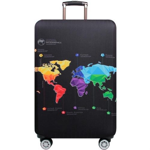Protective Elastic Suitcase Cover - Fits 22-24 Inch Luggage - Dustproof & Scratch-proof - Geometric Map - Main Image