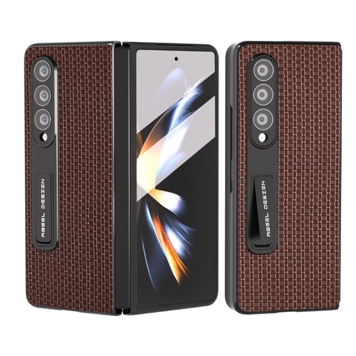 Premium Leather Phone Case with Holder for Samsung Galaxy z Fold 4 / 5g - Luxury Design - Coffee - Main Image