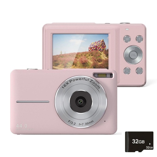 Mini Children Photography Camera - 2.4-inch Hd 16x Zoom - Pink+32G - Main Image