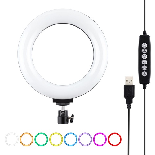 10 Mode Usb Led Ring Light with Tripod and Ball Head - 6.2 Inch Diameter - Black - Main Image