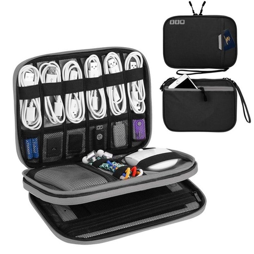 Portable Multi-functional Headphone Charger and Data Cable Storage Bag - 25 x 18 x 5cm - Black - Main Image