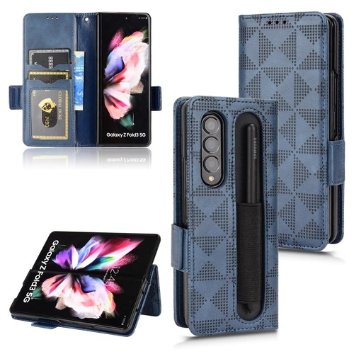 Symmetrical Leather Triangle Phone Case for Samsung Galaxy z Fold 4 - Blue - Main Image