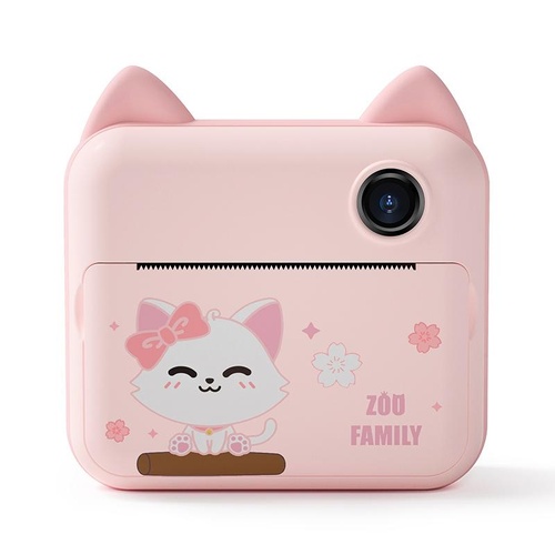 32gb Children Instant Camera with Dual-lens and Mini Print - Pink Cat - Pink Cat 32Gb - Main Image