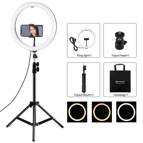 11.8 Led Ring Light with Tripod and Phone Clamp - 3 Modes Dual Colour Temperature Dimmable - Perfect for Vlogging and Live Streaming - Main Image