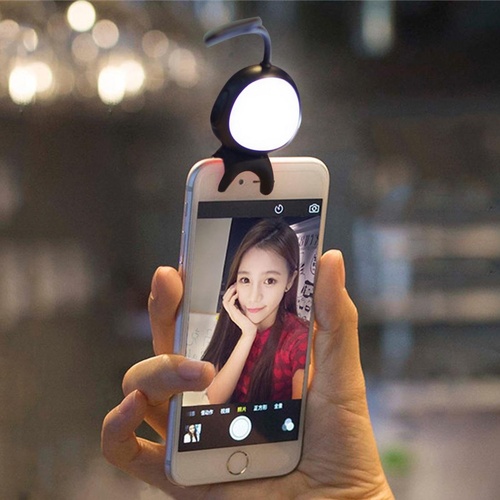 Self-lighting Smart Phone Hook for Iphone Galaxy Huawei Xiaomi Lg Htc - Black - Main Image