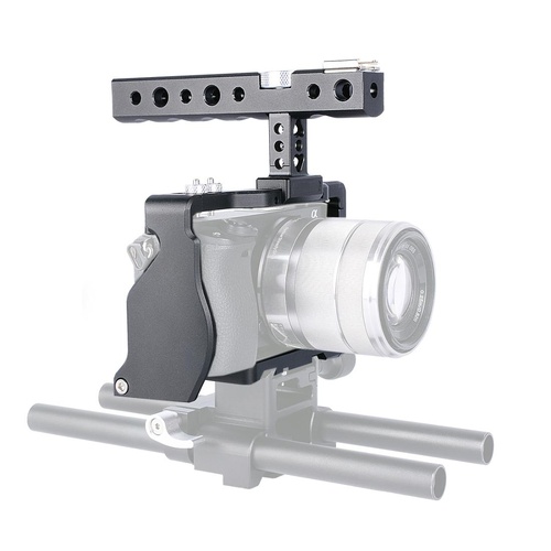 Sony A6000 / A6300 / A6500 / A6400 Camera Cage Stabilizer With Handle - Black - Main Image