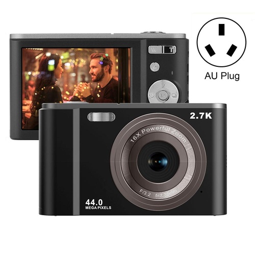 2.7k Full Hd 44mp 16x Zoom 2.88 Digital Camera for Kids - Black - Main Image