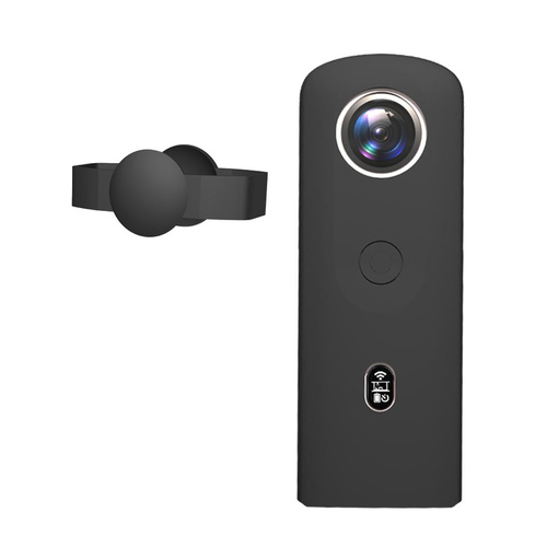 360 Camera Silicone Case with Lens Cover for Ricoh Theta Sc2 - Black - Main Image