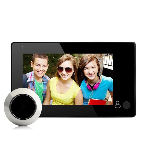 4.3 Security Camera Door Peephole With One-Key Watch - Black - Main Image