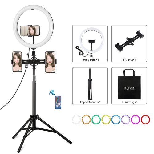 11.8 Rgbw Led Ring Light Kit with Mount Dual Phone Brackets and Remote Control - Main Image