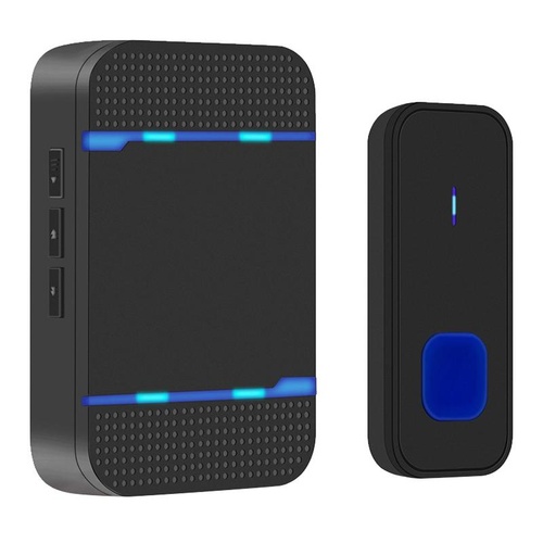 Wireless Waterproof Doorbell Receiver - 110Db Low Power 300M Range 53 Music Options Night Light - Black - Main Image