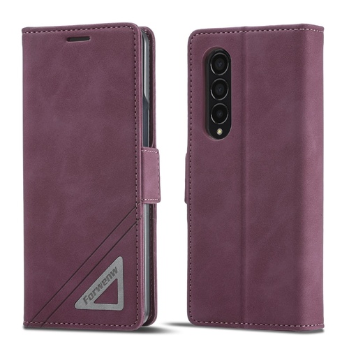 Leather Dual Side Buckle Phone Cover for Samsung Galaxy z Fold 4 - Wine Red - Main Image