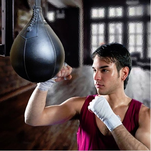 Adult Hanging Speed Ball For Boxing Fitness - Free Punching Bag - Pear Shape Black - Main Image