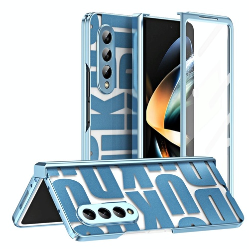Foldable Electroplated Phone Case for Samsung Galaxy z Fold 4 5g with Hinge - Blue - Main Image