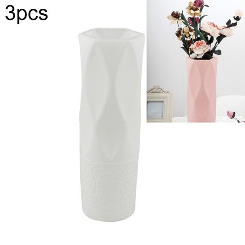 3-piece Plastic Vase Set for Dry and Wet Flower Arrangements and Floral Decor - White - Main Image