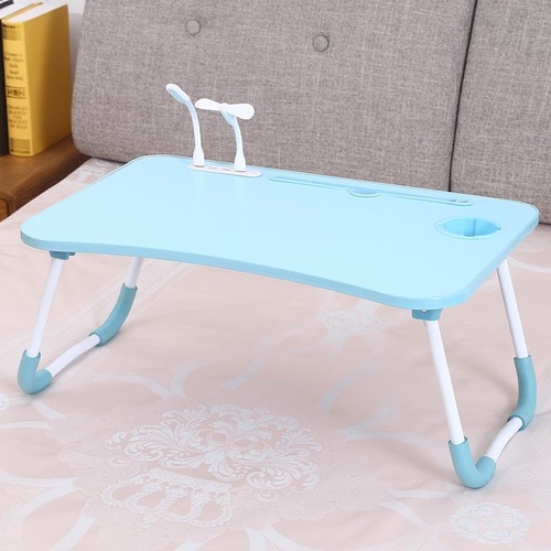 Portable Folding Desk with Fan & Lamp - Compact Design - Sky Blue - Main Image